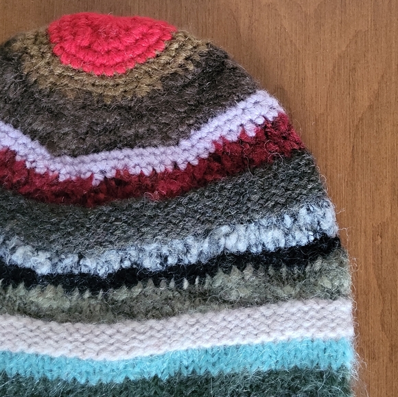 Vintage Hand Knit Striped Hat  Beanie Toque J Crew Y2K - Picture 10 of 10